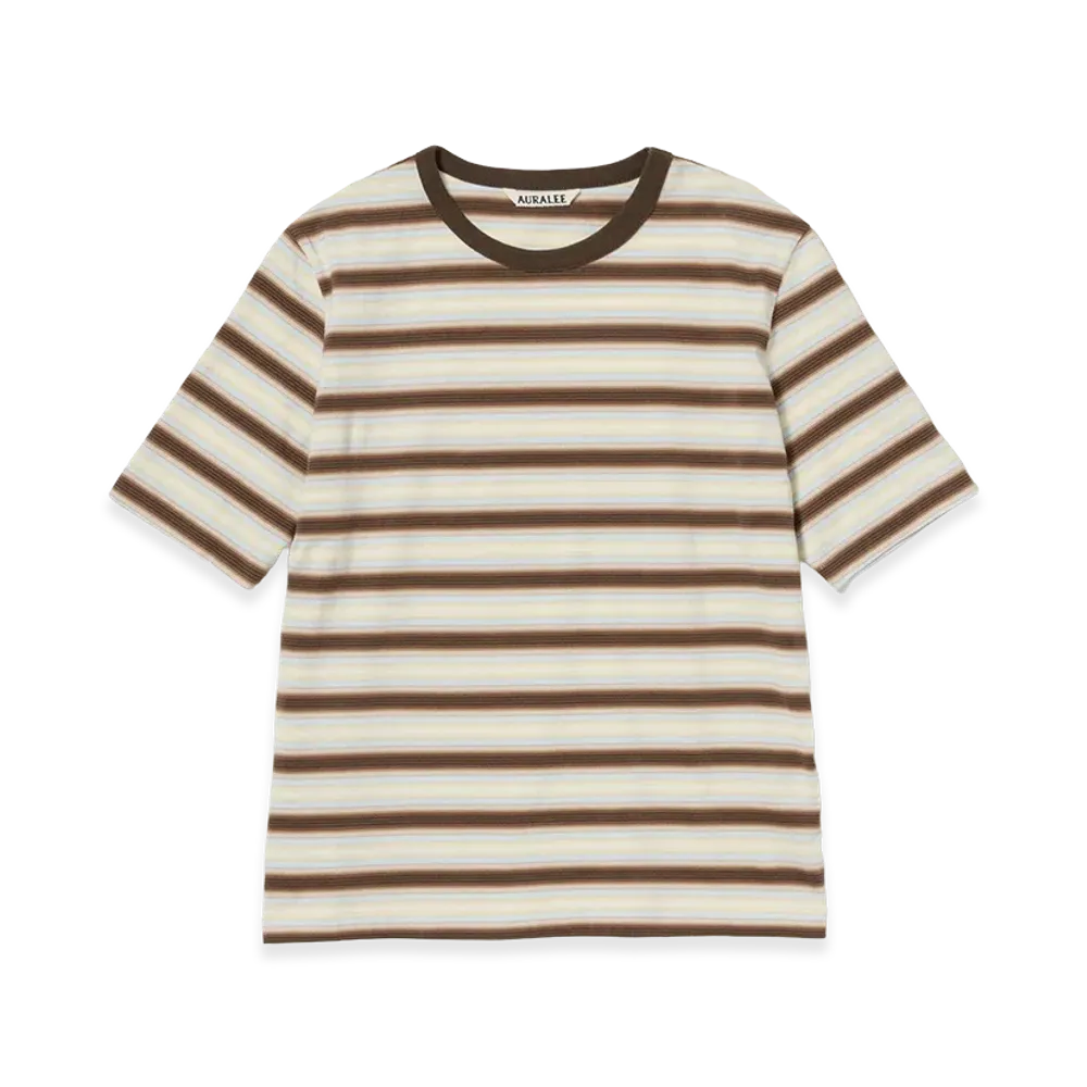 AURALEE Gradient Stripe Jersey Tee "Fade Brown Stripe"