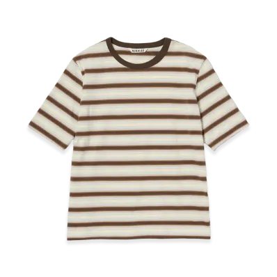 AURALEE Gradient Stripe Jersey Tee "Fade Brown Stripe"