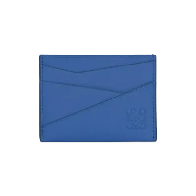 LOEWE Puzzle Plain Card Holder Classic Calf "Seaside Blue"