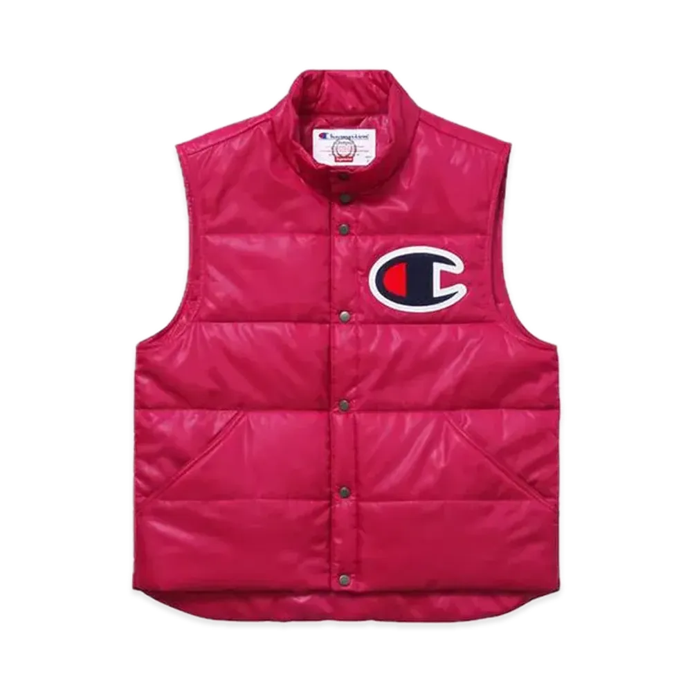 Supreme x Champion Puffy Vest "Magenta"