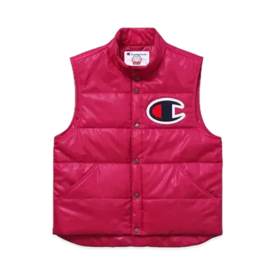 Supreme x Champion Puffy Vest "Magenta"