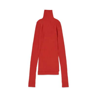 AURALEE Super Fine Wool High Gauge Rib Knit Turtle "Red"