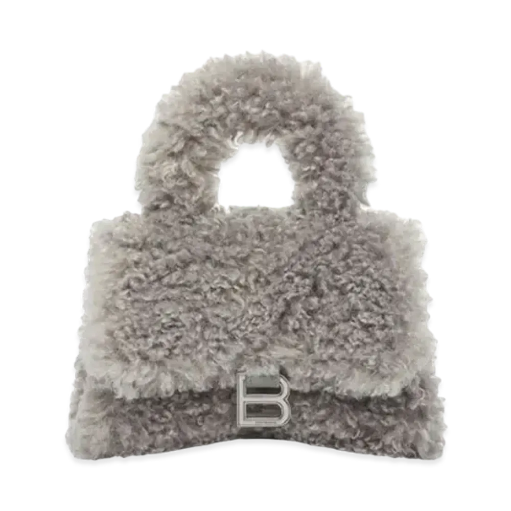 BALENCIAGA FURRY HOURGLASS Plus Small Shoulder Strap Bag