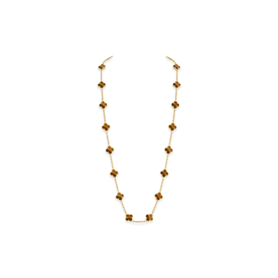 Van Cleef & Arpels Vintage Alhambra long necklace 20 motifs "18K Yellow gold/Tiger's eye"