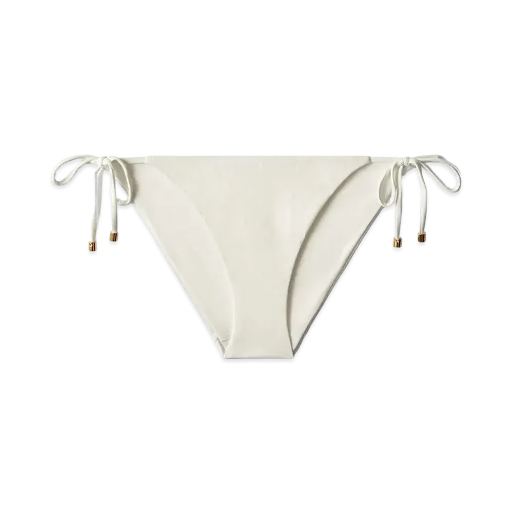 Jimmy Choo Aubrie JC Monogram-Print Regenerated Nylon and Lycra Triangle Bikini Brief "Latte"