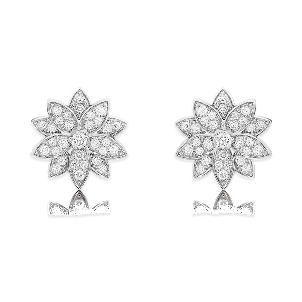 Van Cleef & Arpels Lotus earrings small model "18K White gold/Diamond"