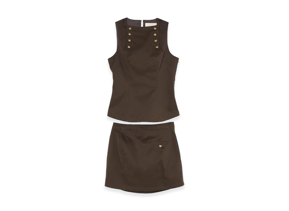 ANDMARY Women's Heart Button Set Up "Brown"