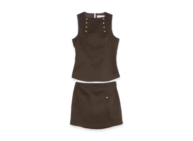ANDMARY Women's Heart Button Set Up "Brown"