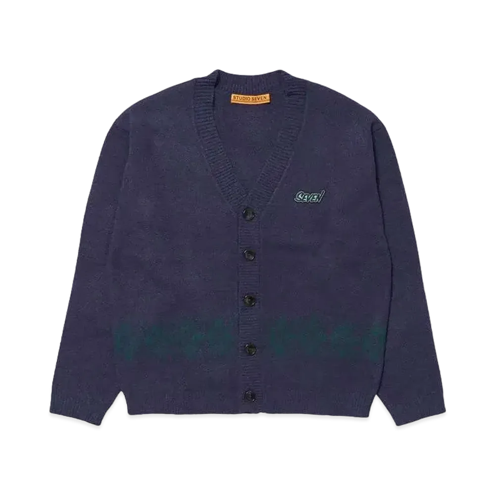 STUDIO SEVEN Argyle Cardigan "DARK BLUE"