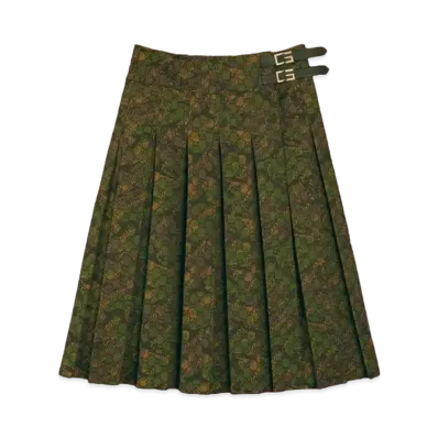 PALACE GUCCI Canvas GG-P Kilt With G Square Buckles "Camouflage"