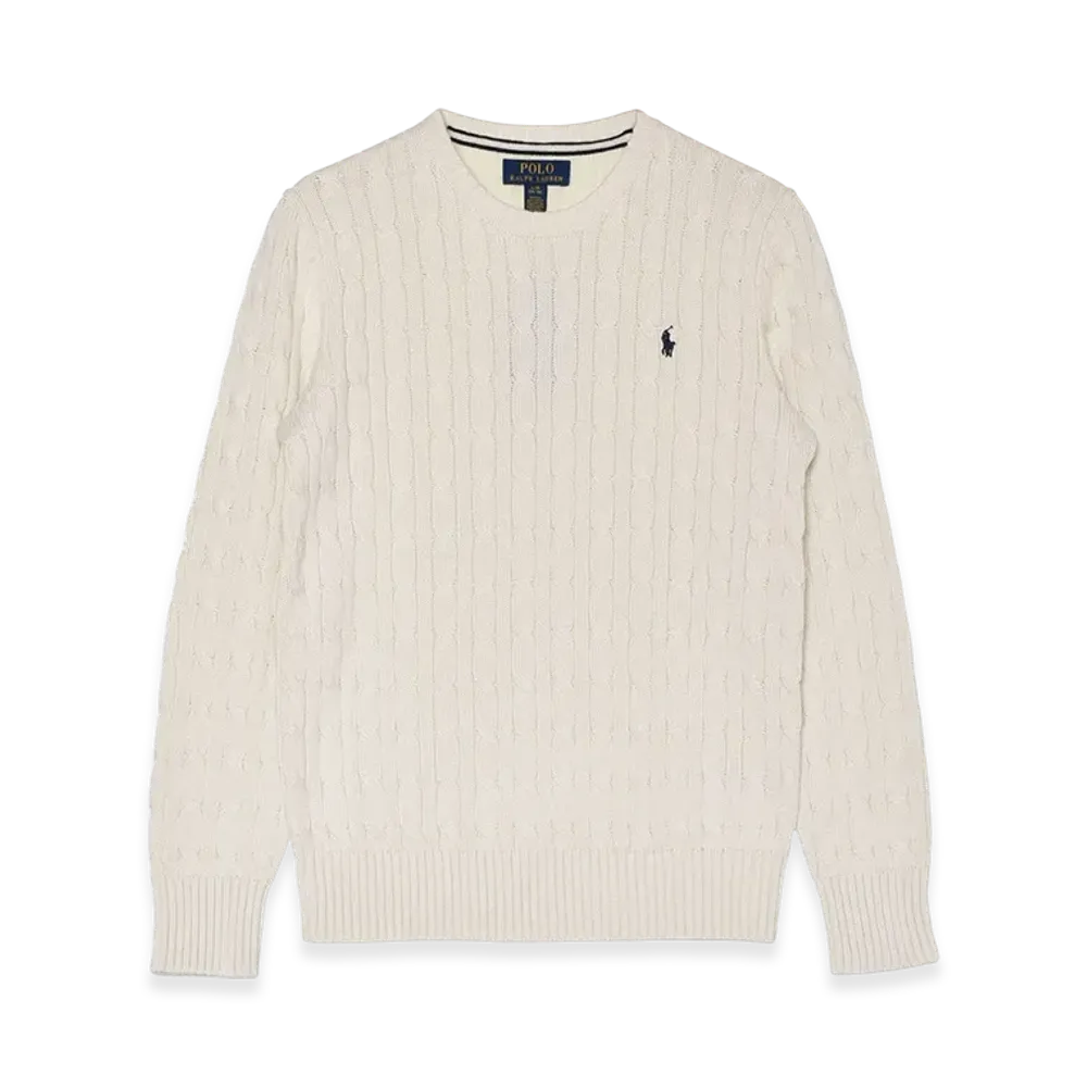 Polo Ralph Lauren Kids LS Cable-Knit Crew Sweater "White"