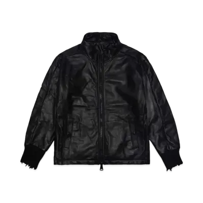 GIORGIO BRATO Distressed-finish zip-up leather jacket ( EXCLUSIVE ) "Nero"