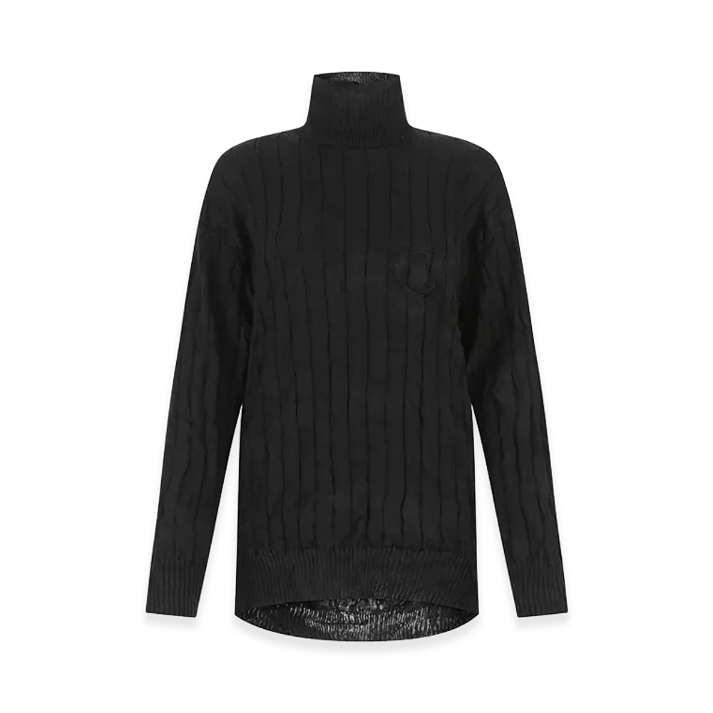 BALENCIAGA Women's Silk Blend Oversize Sweater "Black"