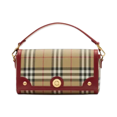 Burberry Women's Top Handle Note Bag "Archive Beige/Ruby Red"