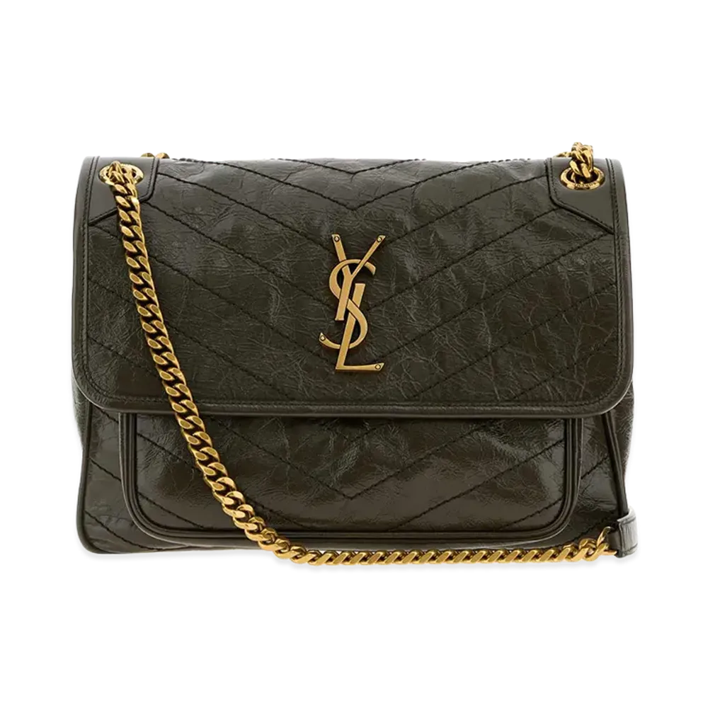 Saint Laurent Women's Niki Medium Soft Bag In Vintage Leather "Green"