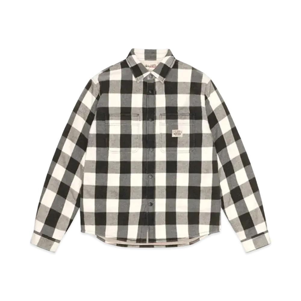 Stussy Sherpa Lined Buffalo Plaid Shirt "Bone"