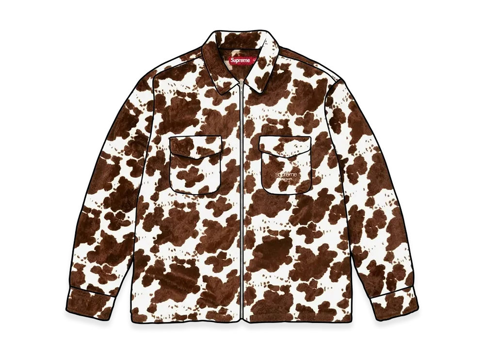 Supreme Faux Fur Zip Up Shirt "Cow"