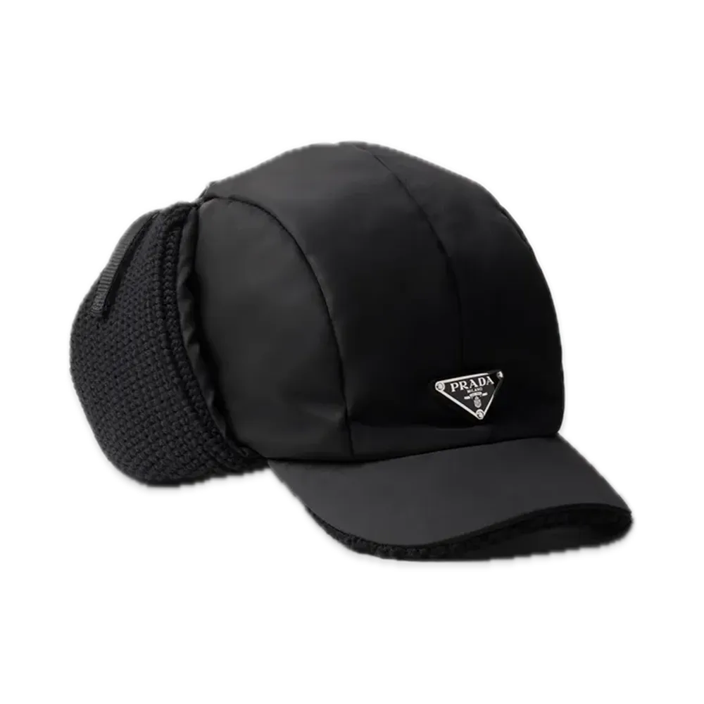 PRADA Re-Nylon x Wool Trapper Hat "Black"