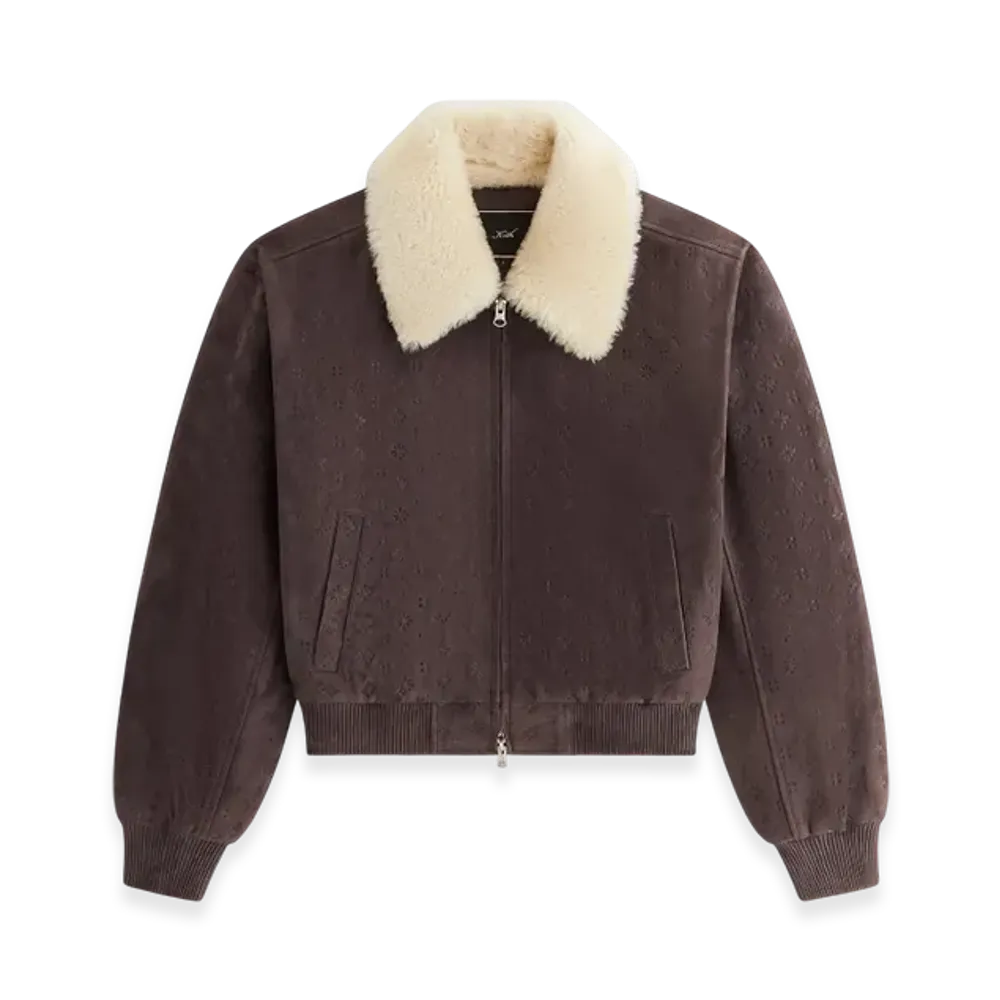 Kith Women's Dalton Debossed Suede Bomber "Hematite"