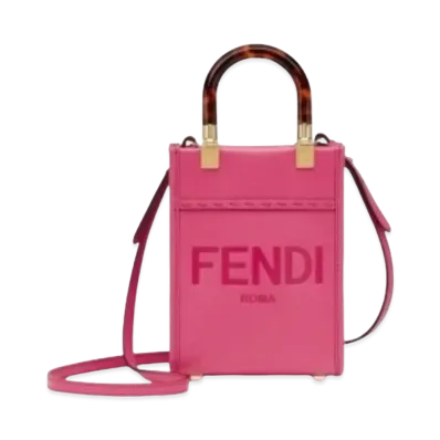 FENDI Sunshine Shopper Leather Mini Bag "Fuchsha"