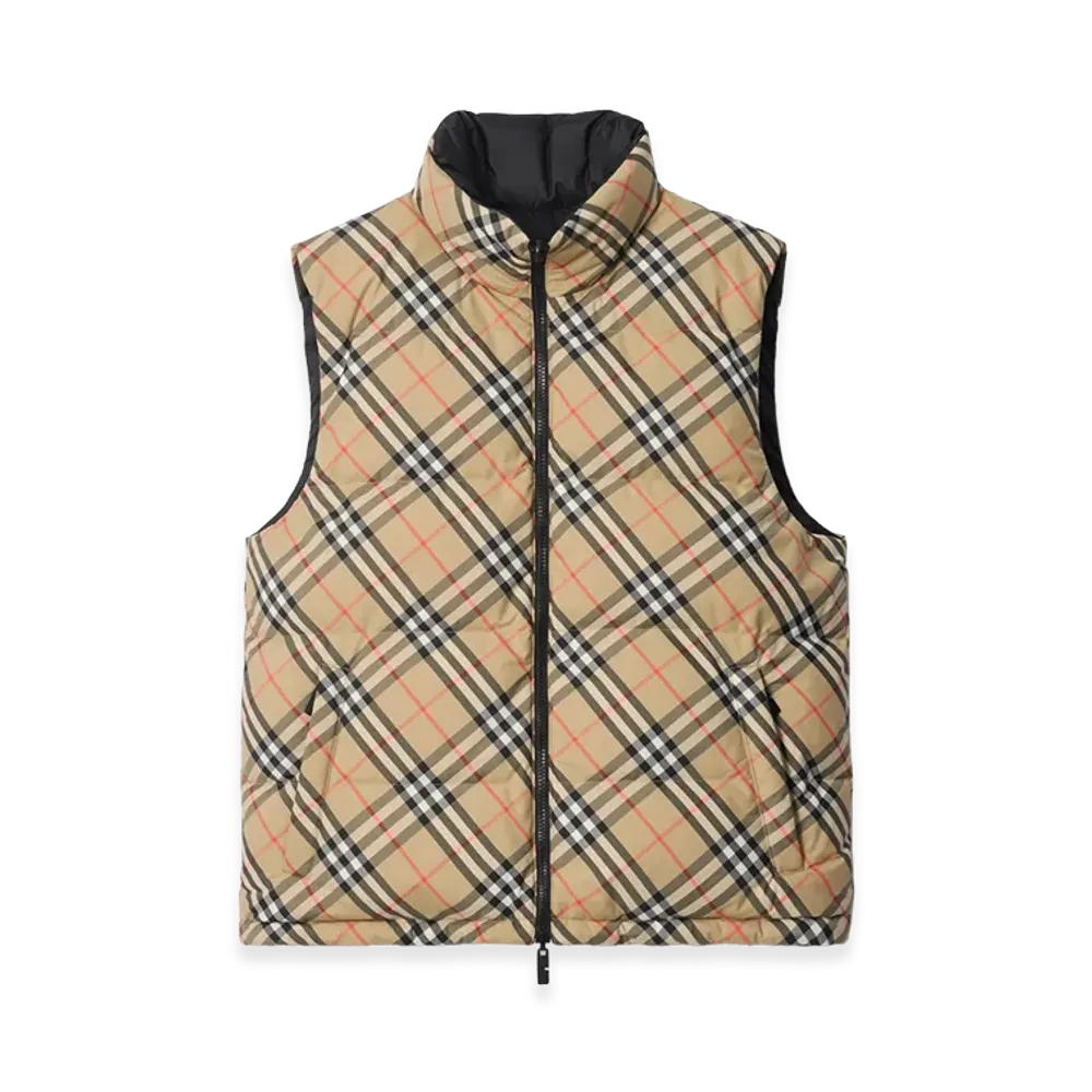 Burberry Reversible Check Down Vest "Sand Beige"