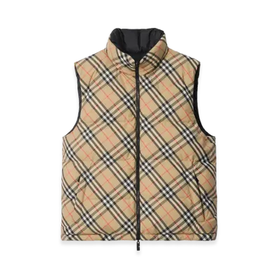 Burberry Reversible Check Down Vest "Sand Beige"