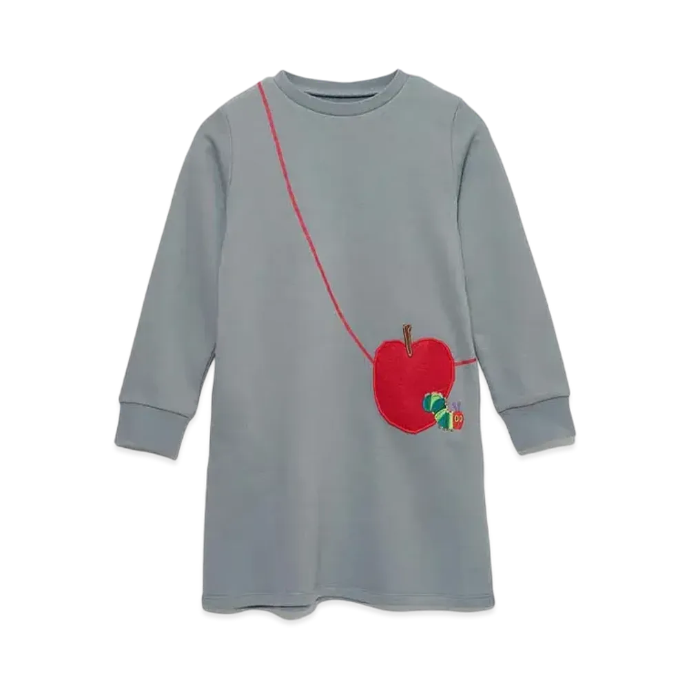 graniph x Eric Carle Red Apple Embroidery Kids Fleece Sweatshirt One Piece "Gray"