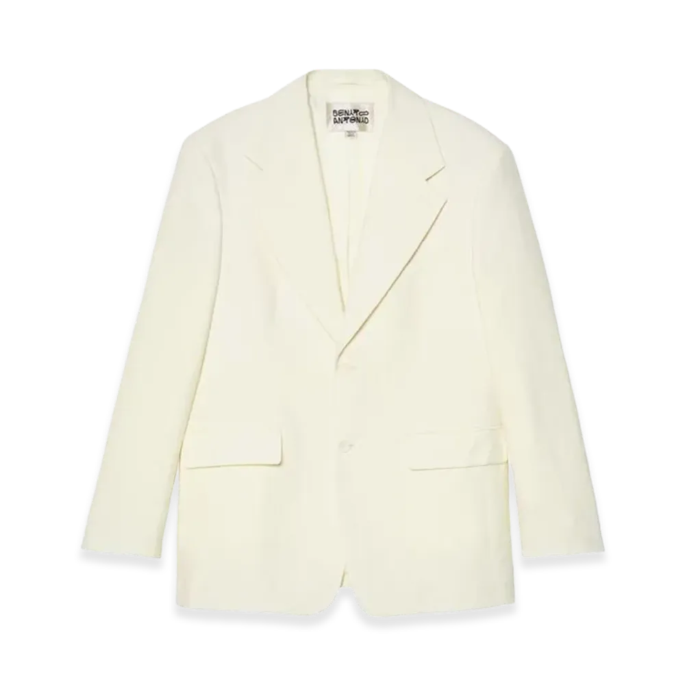 ZARA x Bad Bunny Benito Antonio Oversized Fit Herringbone Linen Wool Blazer "Ecru"