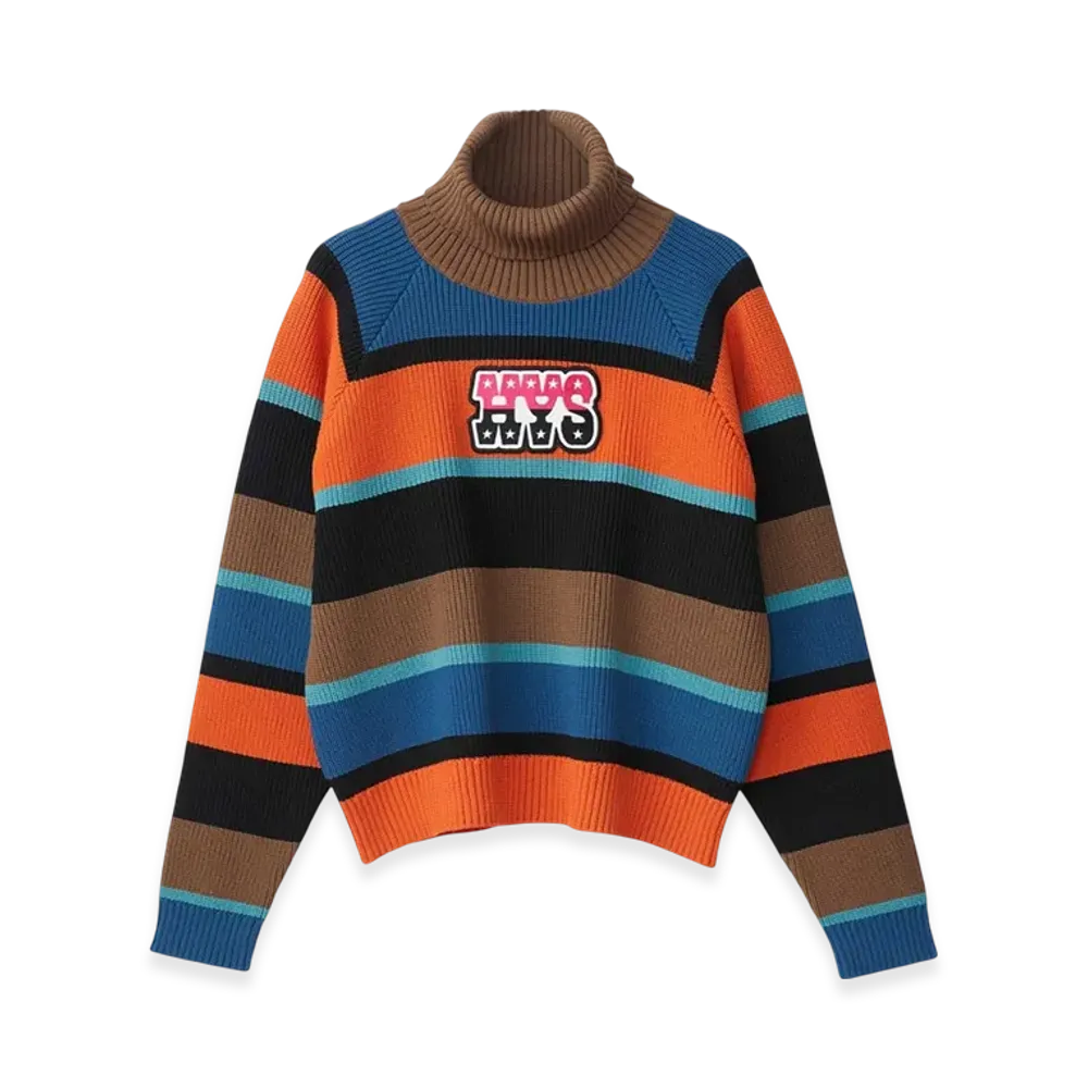 HYSTERIC GLAMOUR Campaign Logo Patch Striped Sweater "Brown"