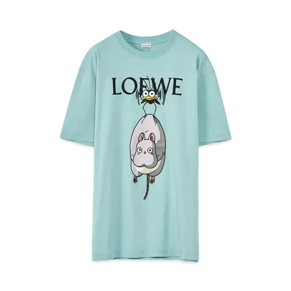 LOEWE x Spirited Away Bo Mouse Yu-bird T-shirt In Cotton "Turquoise/Multicolor"