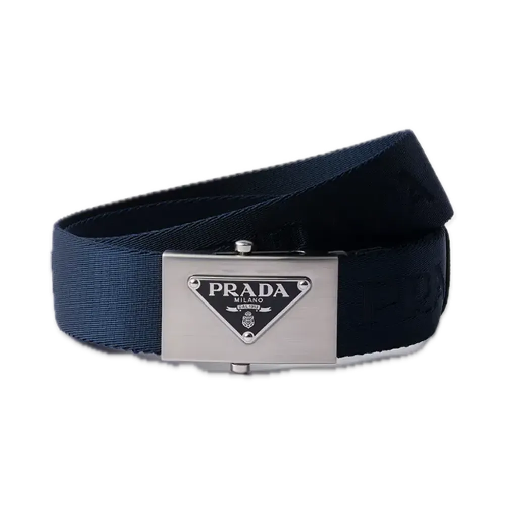 PRADA Woven Re-Nylon Belt "Navy"