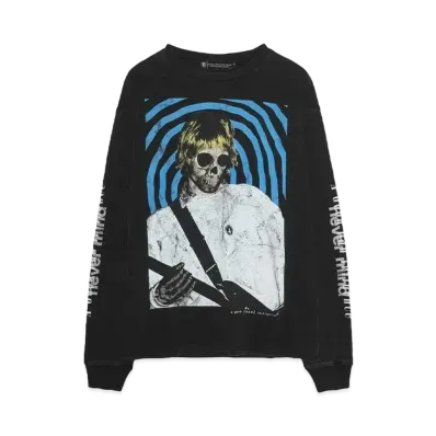 A GOOD BAD INFLUENCE SKULL FACE COBAIN LONG SLEEVE T-SHIRT "BLACK"