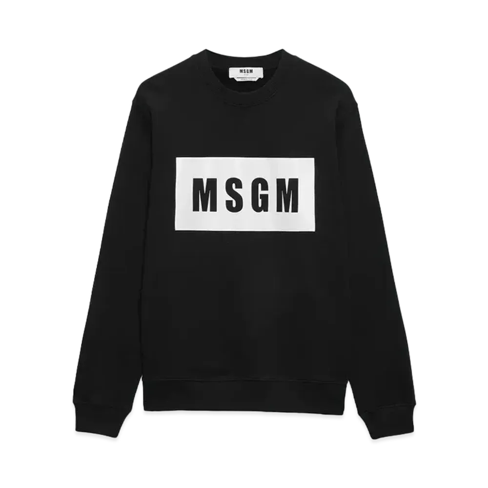 MSGM Solid Colour Cotton Sweatshirt With A Box Logo "Black"