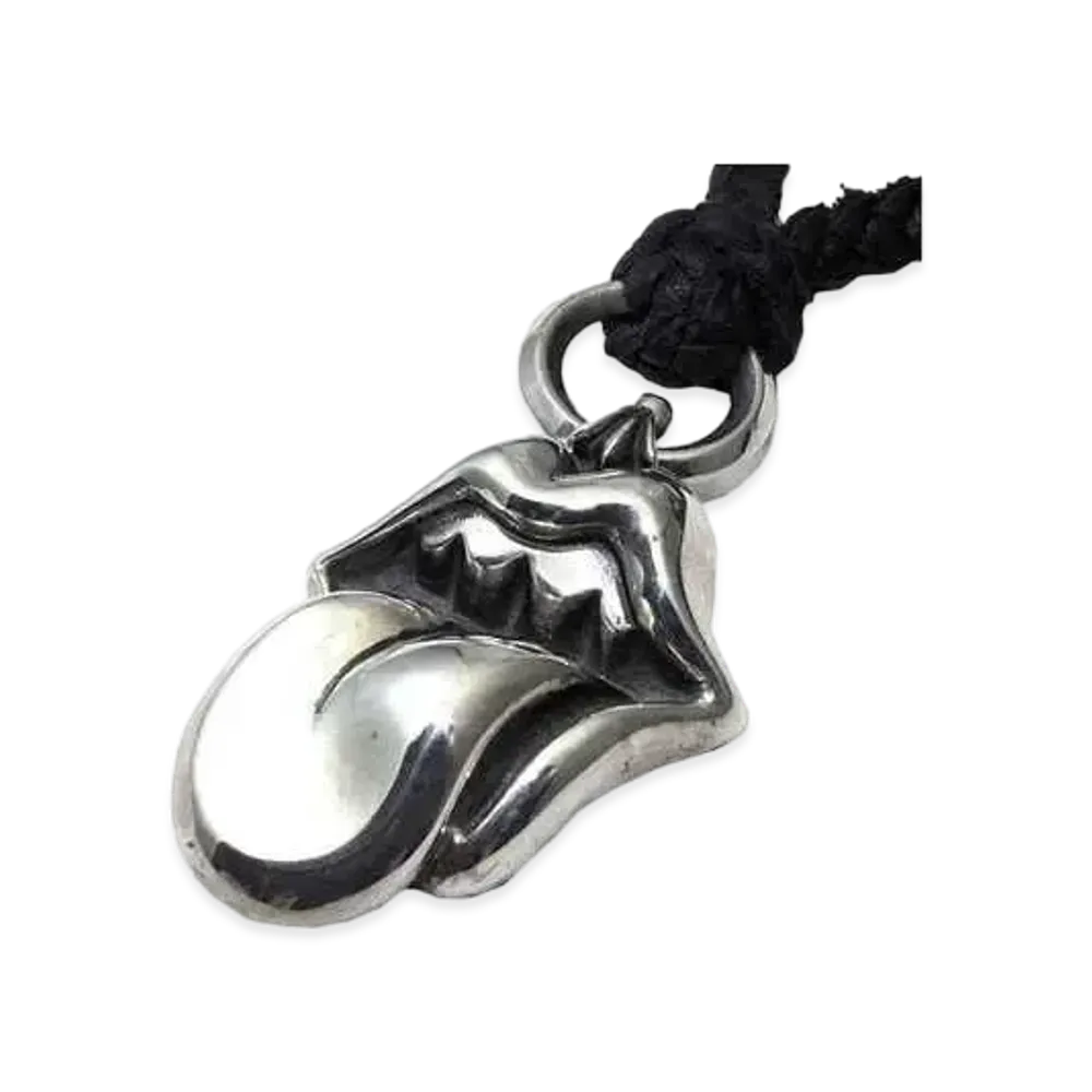 Chrome Hearts Lip and Tongue Pendant w/Lip and Tongue Leather Blade "Silver"