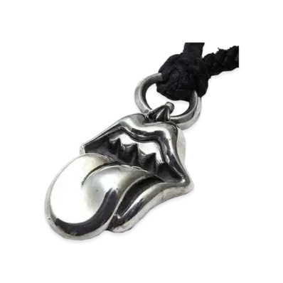 Chrome Hearts Lip and Tongue Pendant w/Lip and Tongue Leather Blade "Silver"