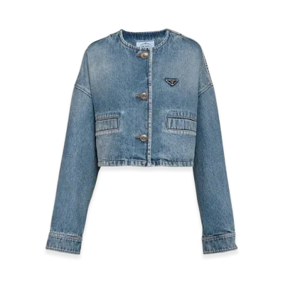 PRADA Women's Denim Blouson Jacket "Sky Blue"