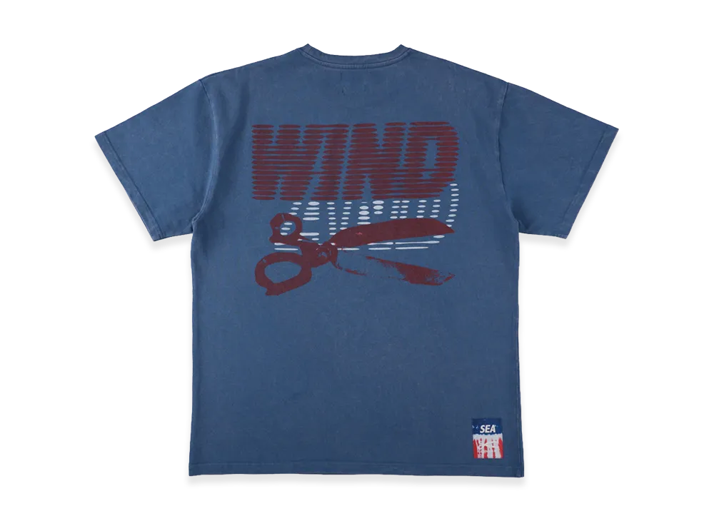 WIND AND SEA x DENHAM Line Halftone Scissors Sulfur Tee "Blue"