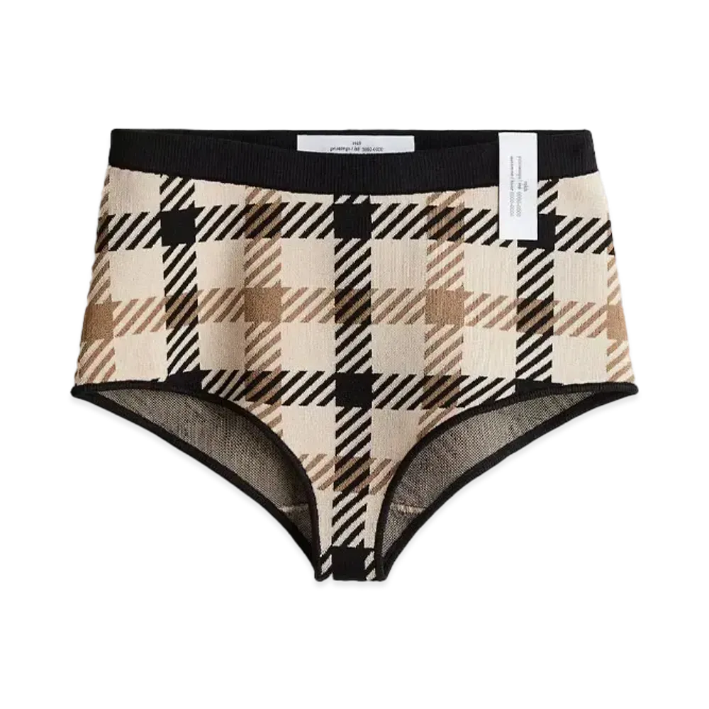 rokh x H&M Jacquard Knit Mini Shorts "Light Beige/Check"