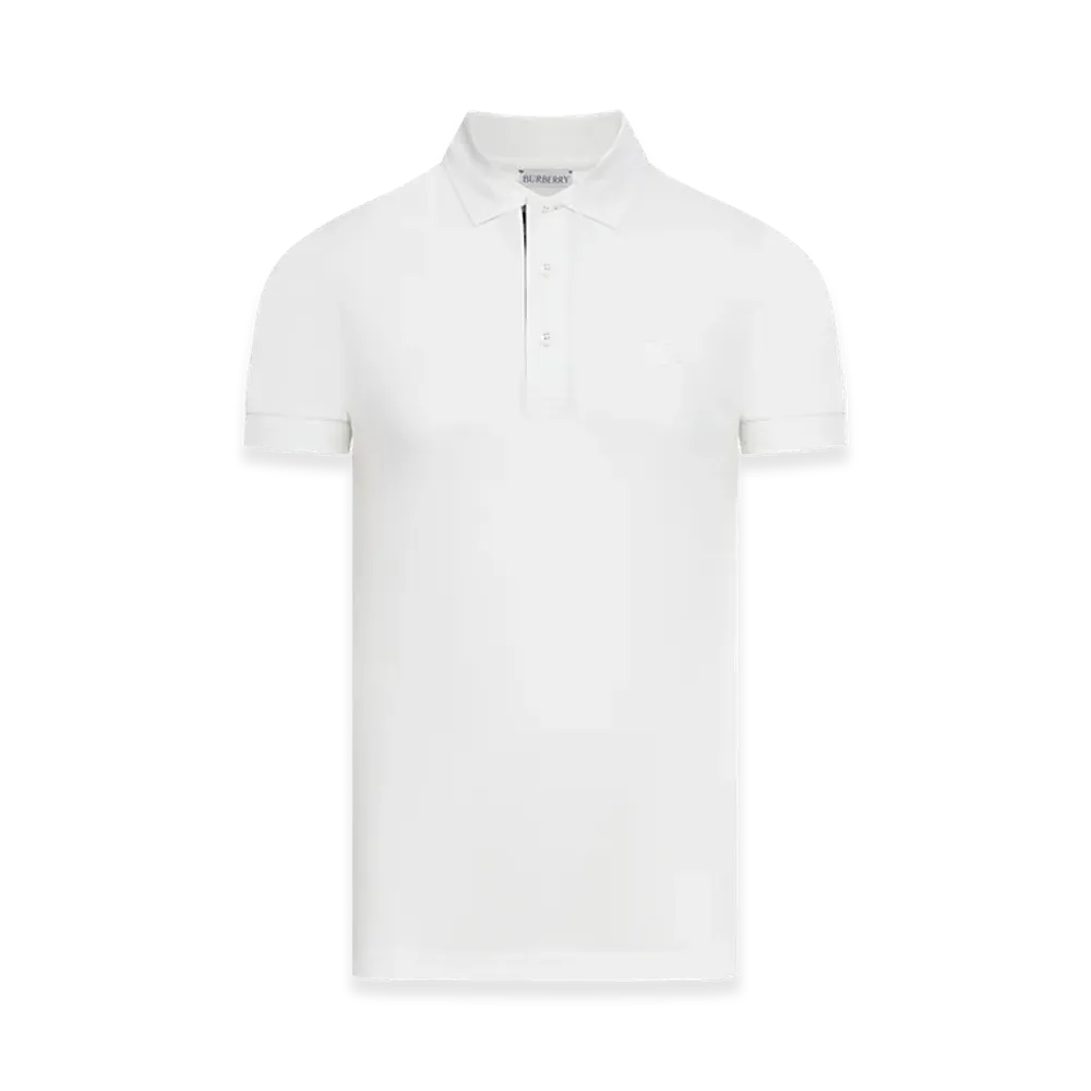 Burberry Cotton Polo Shirt With Embroidered EKD Logo "White"
