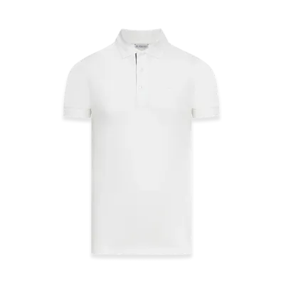 Burberry Cotton Polo Shirt With Embroidered EKD Logo "White"