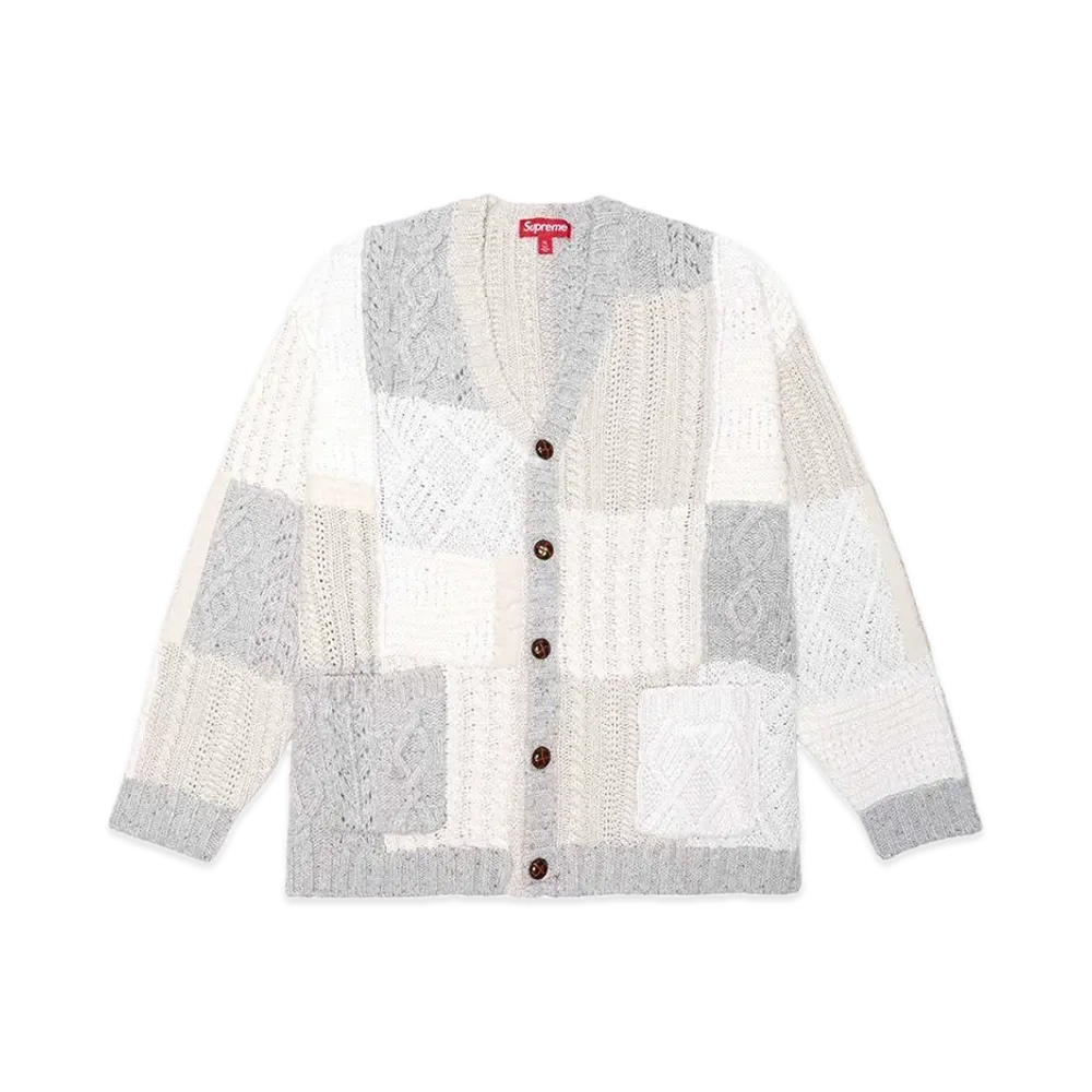 Supreme Patchwork Cable Knit Cardigan "Ivory"