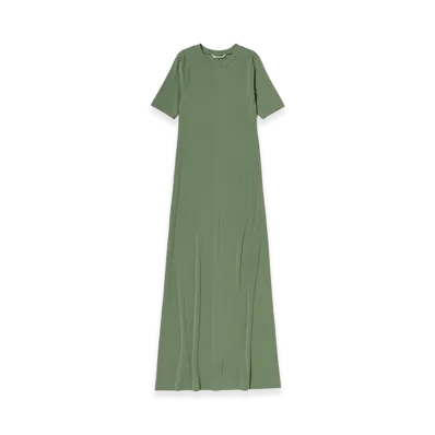AURALEE Women's Organic Cotton Fine Rib Dress "Sage Green"