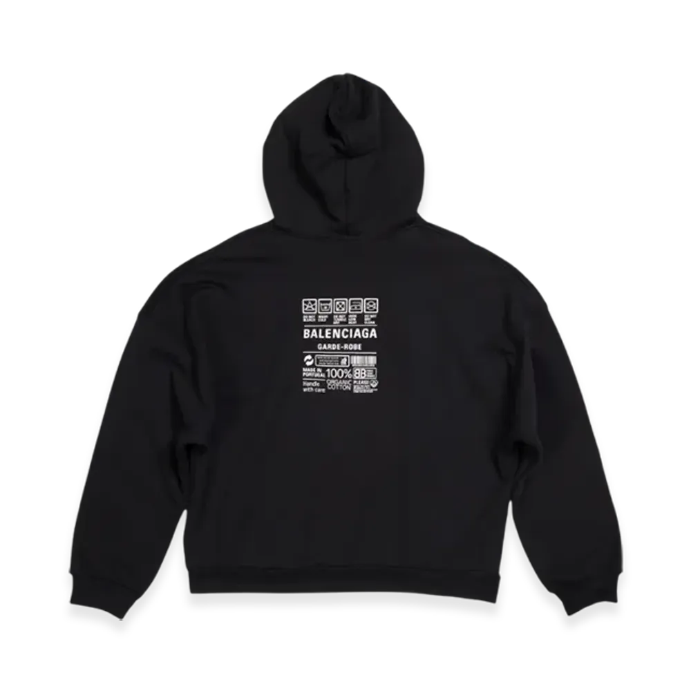 BALENCIAGA Women's Care Label Medium Fit Hoodie "Black"