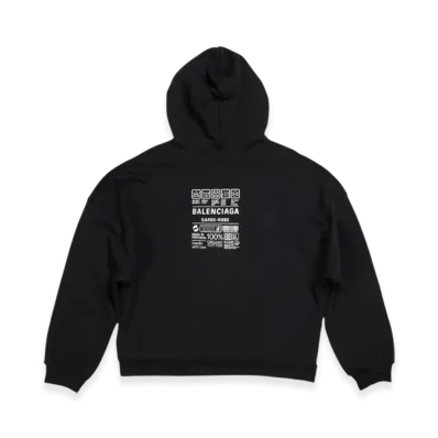 BALENCIAGA Women's Care Label Medium Fit Hoodie "Black"