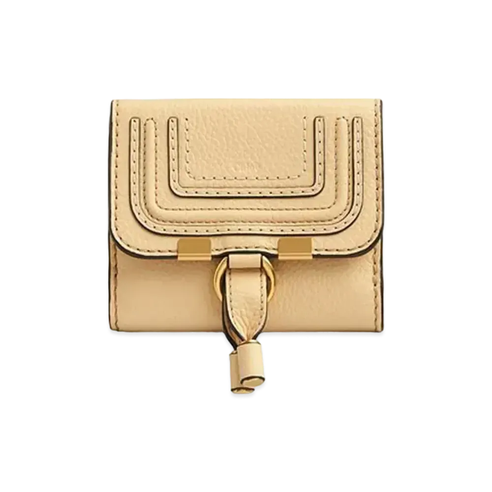 Chloe Women's Marcie Square Wallet For In Small Grain Calfskin "Wooden Beige"