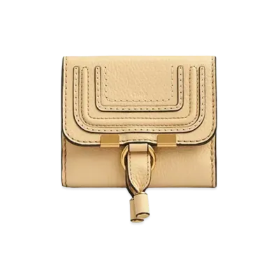 Chloe Women's Marcie Square Wallet For In Small Grain Calfskin "Wooden Beige"