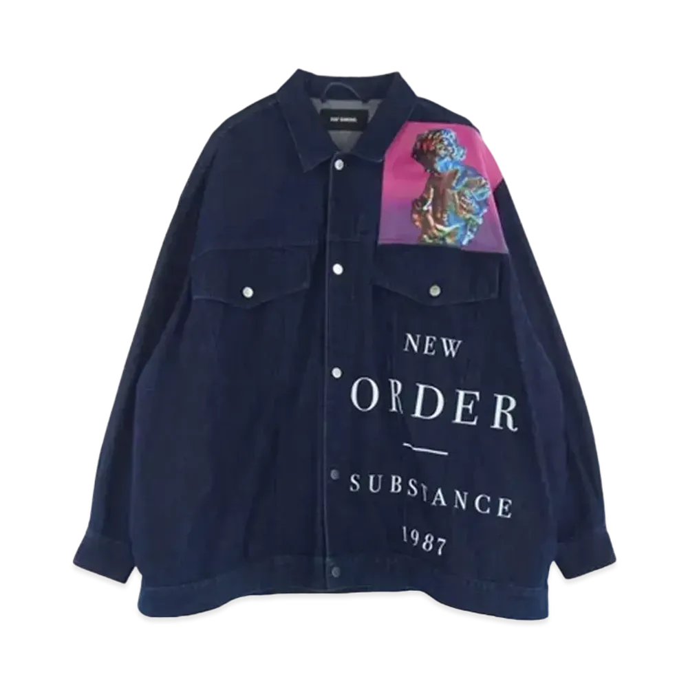 RAF SIMONS New Order Oversized Printed Denim Jacket "Indigo"