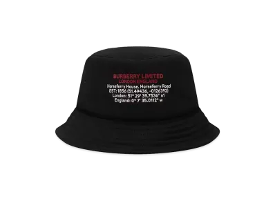 Burberry Location Print Cotton Bucket Hat "Black"