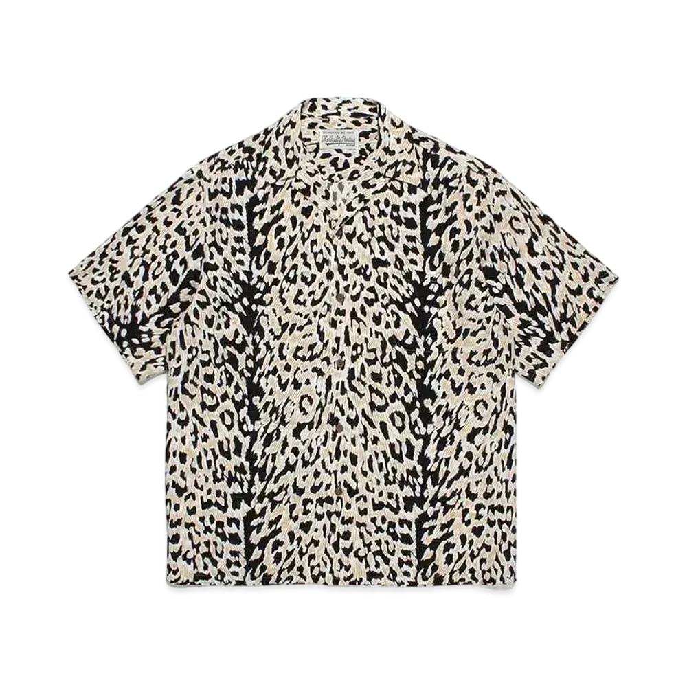 WACKO MARIA Leopard Open Collar Shirt "Beige"
