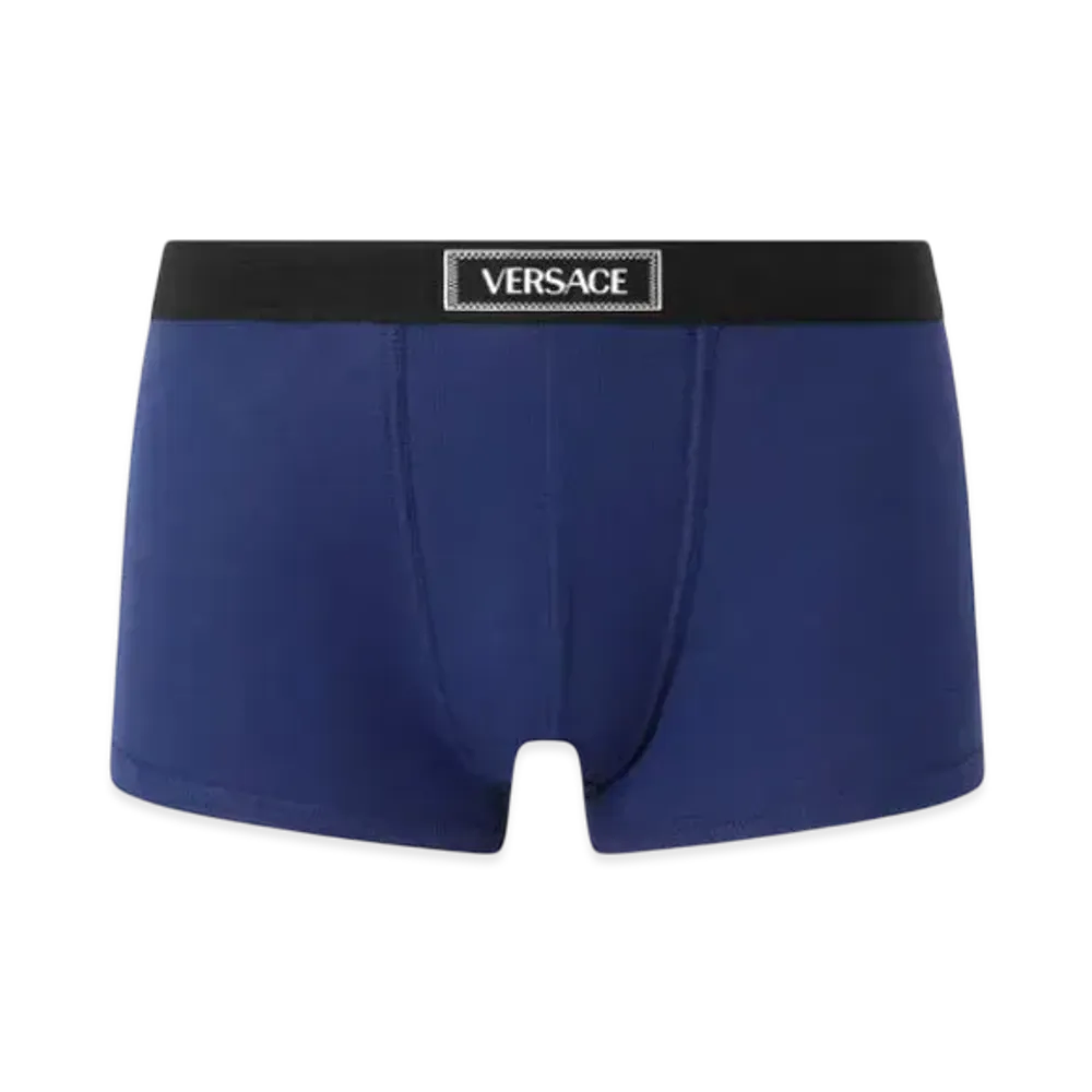 Versace 90s Vintage Logo Ribbed Trunks "Blue"